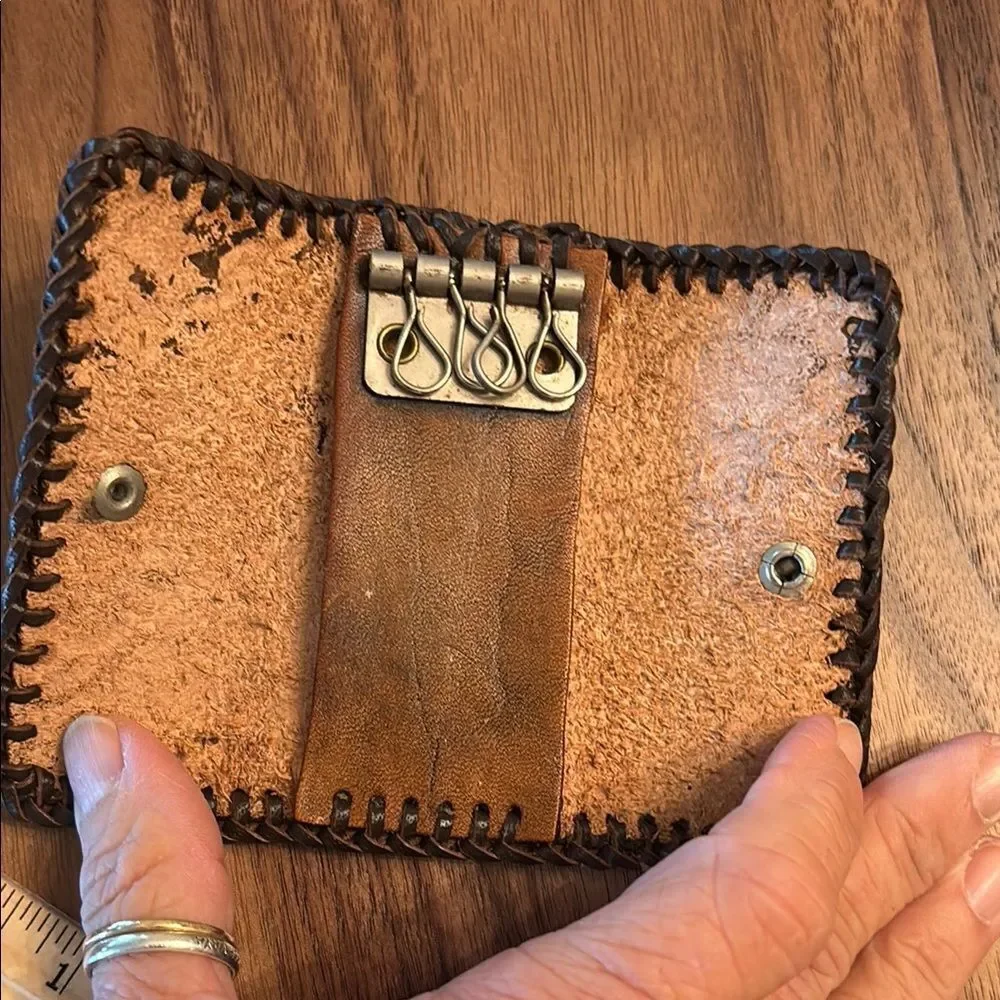 Vintage Hand Tooled Key Chain Holder Whip Stitched